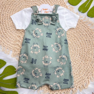 Conj. Camiseta e Jardineira Sunny Lion Roar - Verde